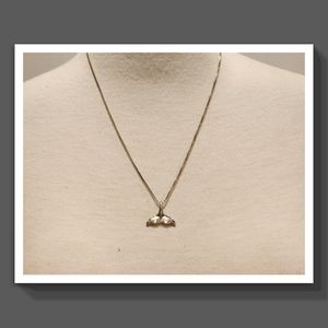 Sterling Silver Whale Tail Vintage Pendant and Necklace